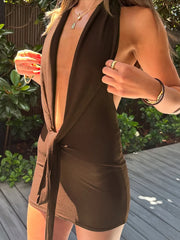 Deep V-Neck Tight Midnight Hottie Clubwear Trend Hipster Bodycon Mini Dress