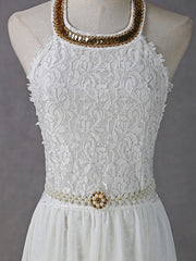 Backless High Slit Pleated Golden Long Dress