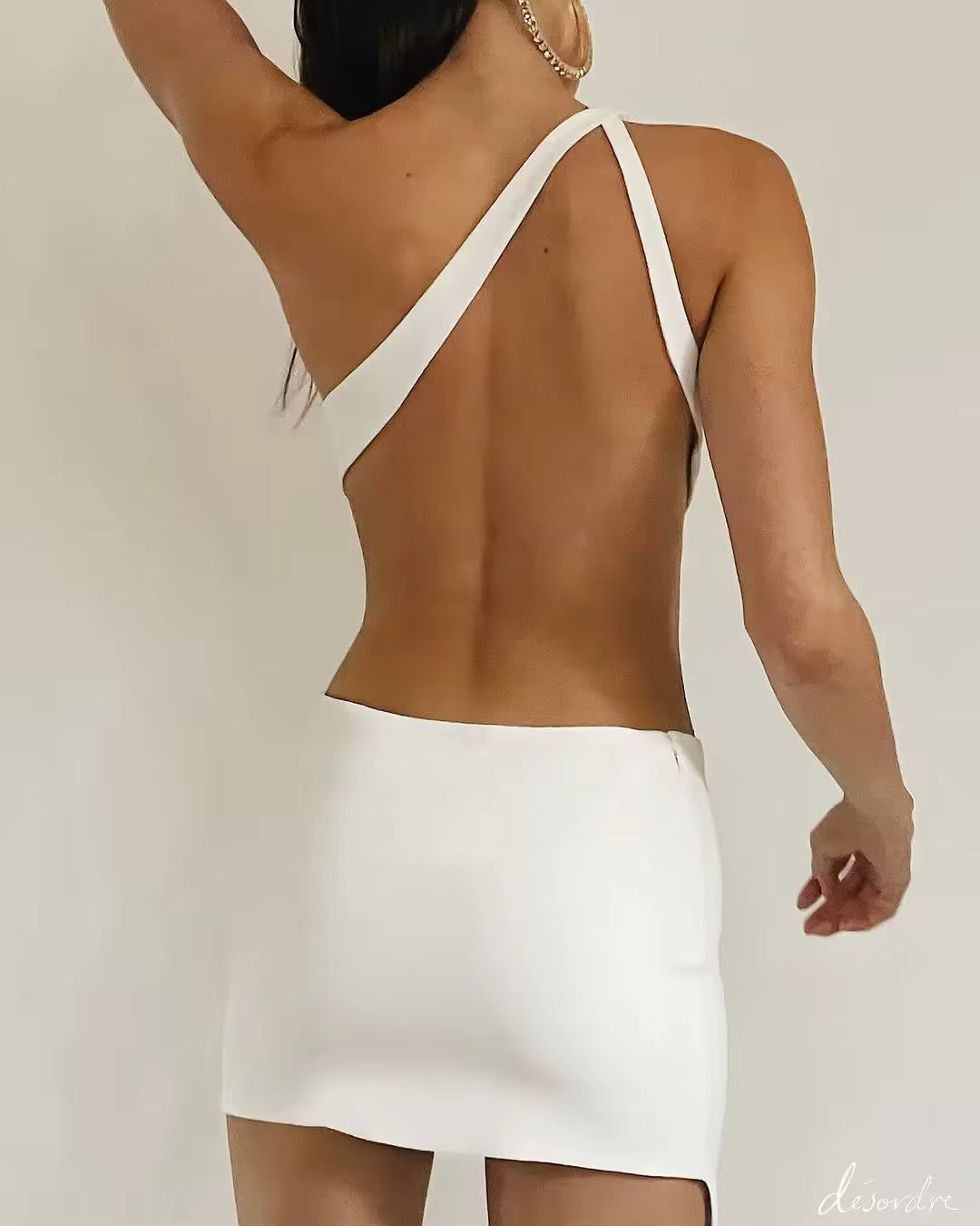 Backless One Shoulder Cut Out Evening Club Party Mini Bandage Dress