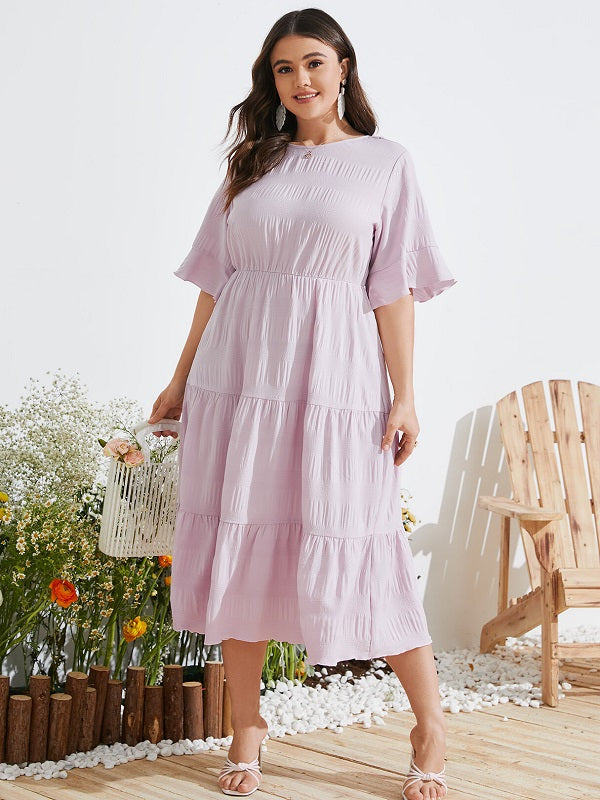 Backless Resort Wear Cut Out Tie-up Ruffle Dress