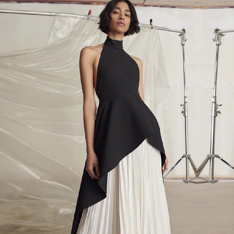 Backless Hater Ruffles Party Maxi Bandage Dress