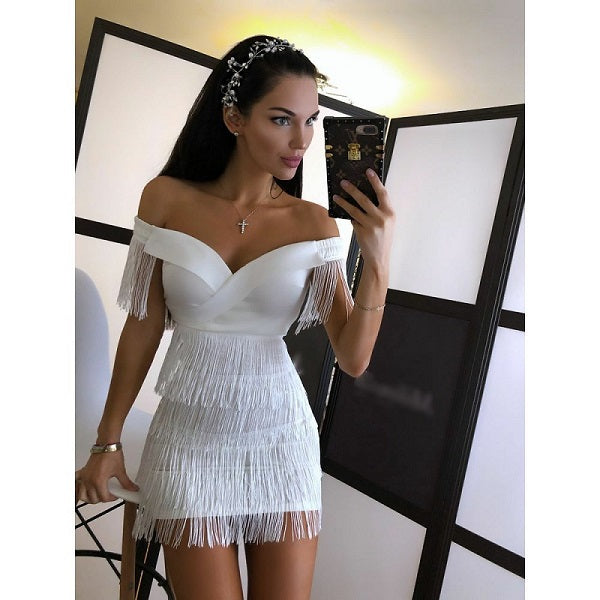 Backless off shoulder Short Mini Dress Elegant Bodycon Dresses