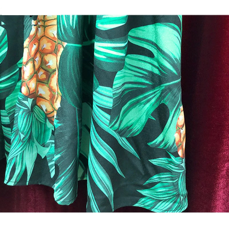 Banana leaf Pineapple Print Maxi Dresses