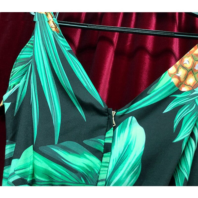 Banana leaf Pineapple Print Maxi Dresses