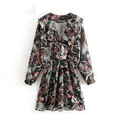 Casual Batwing A Line Floral Print Mini Dress