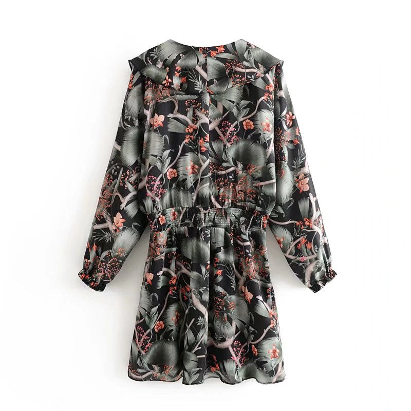 Casual Batwing A Line Floral Print Mini Dress