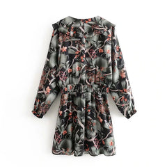 Casual Batwing A Line Floral Print Mini Dress