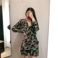 Casual Batwing A Line Floral Print Mini Dress