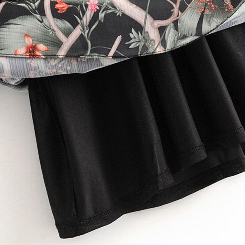 Casual Batwing A Line Floral Print Mini Dress