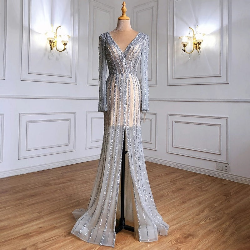 Beaded Elegant Luxury Mermaid Split Evening Dresses