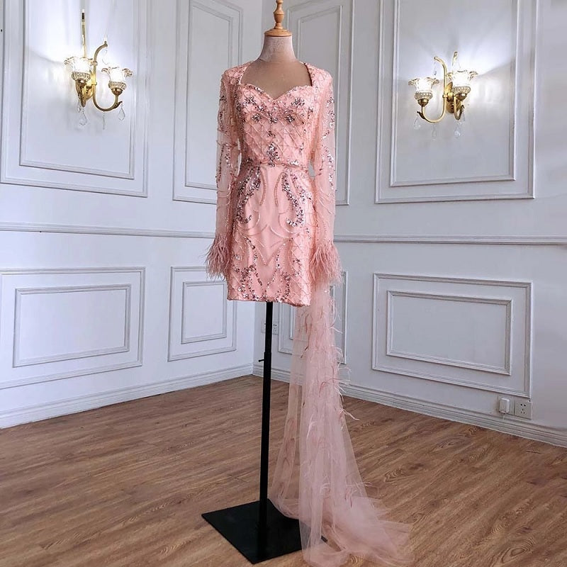 Beading Feathers Elegant Party Mermaid Cocktail Dress