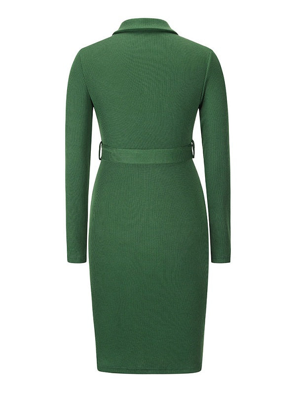 Beautiful Buttons Long Sleeves Polyester Irregular Bodycon Dress