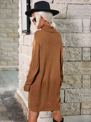 Birthday Women's Knitted Dress Acrylic Long Sleeves High Collar Winter Dresses