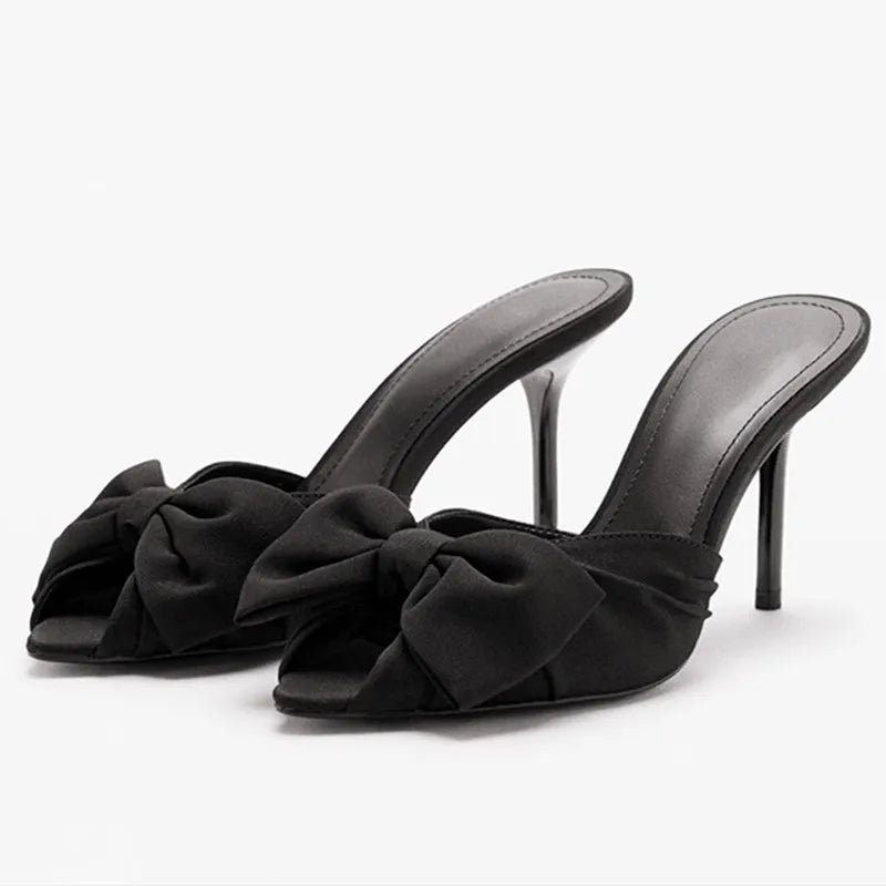 Black Butterfly Knot Decoration High Heel