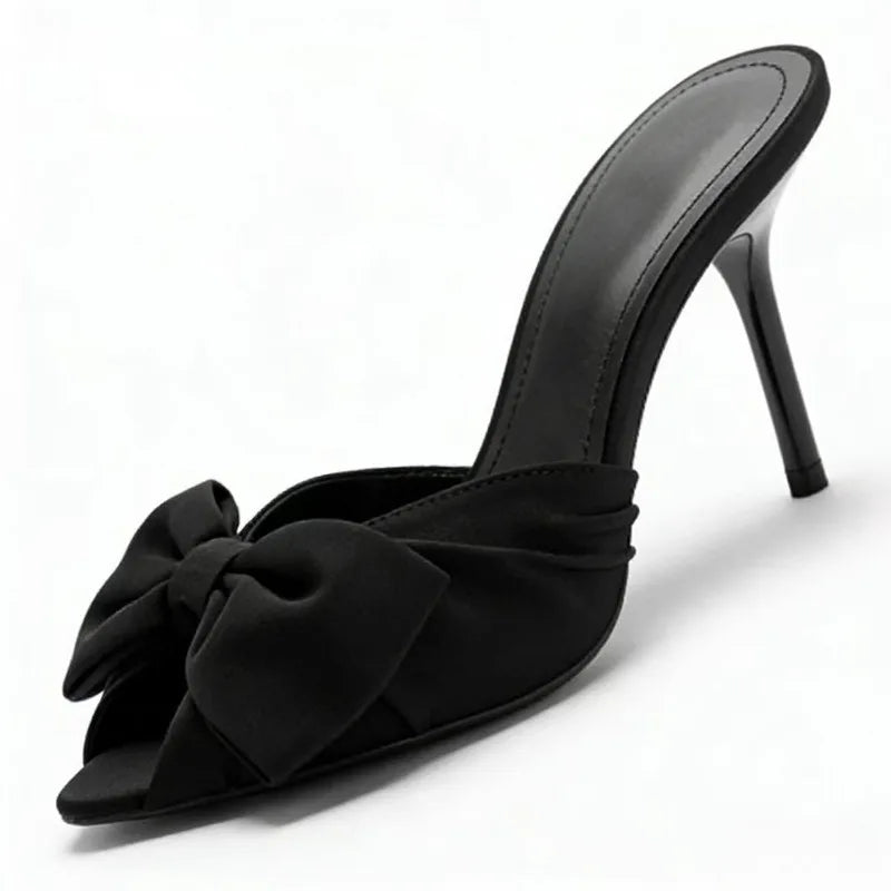 Black Butterfly Knot Decoration High Heel