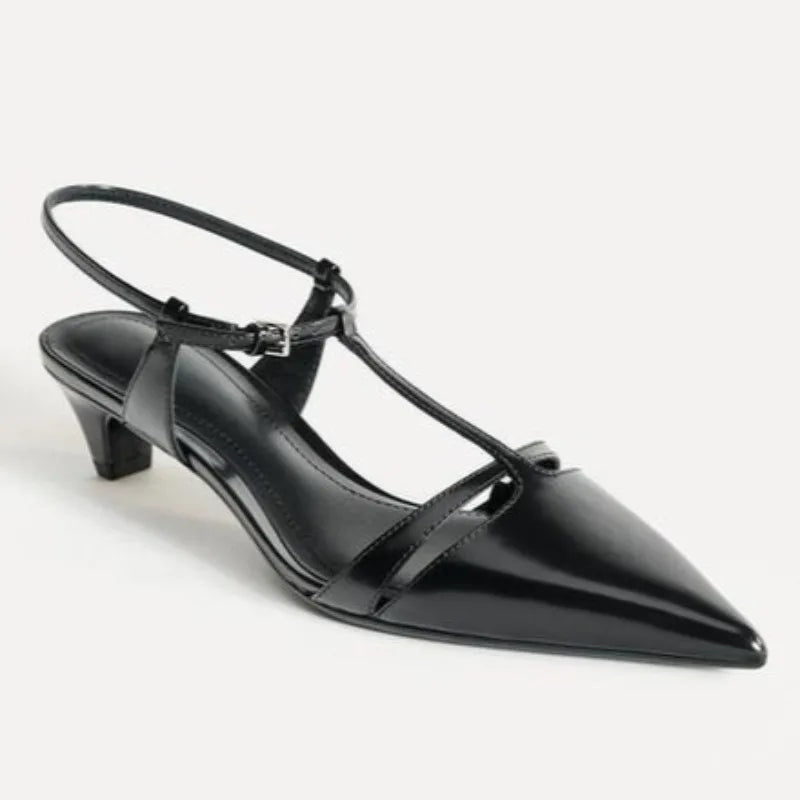 Black Elegant Kitten Heel
