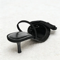 Black Mesh Beaded Decoration Heel