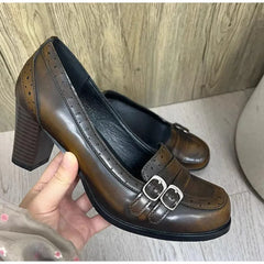 Black Vintage Thick Heel