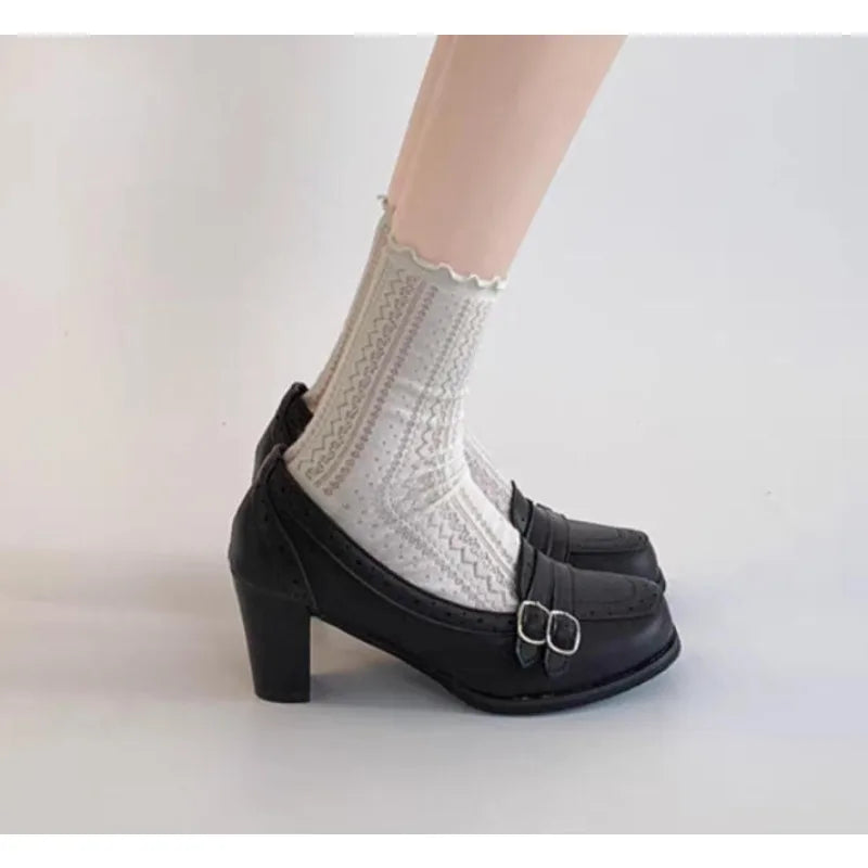 Black Vintage Thick Heel