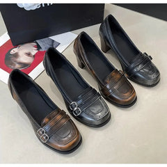 Black Vintage Thick Heel