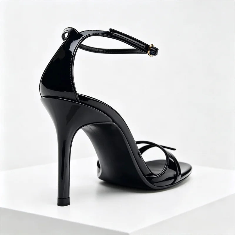 Black Patent Leather Buckle High Heel