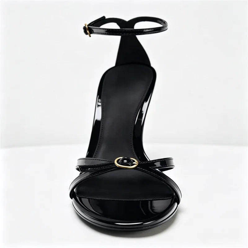 Black Patent Leather Buckle High Heel