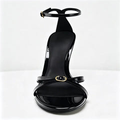 Black Patent Leather Buckle High Heel