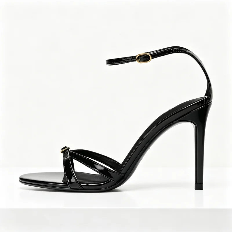 Black Patent Leather Buckle High Heel