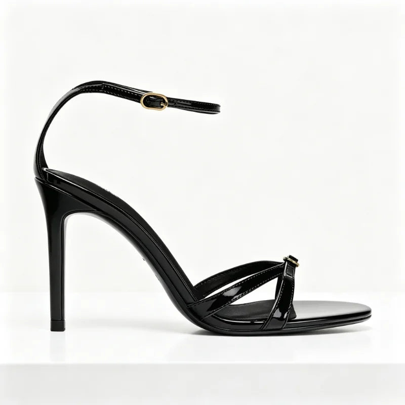 Black Patent Leather Buckle High Heel