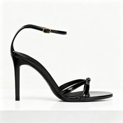 Black Patent Leather Buckle High Heel