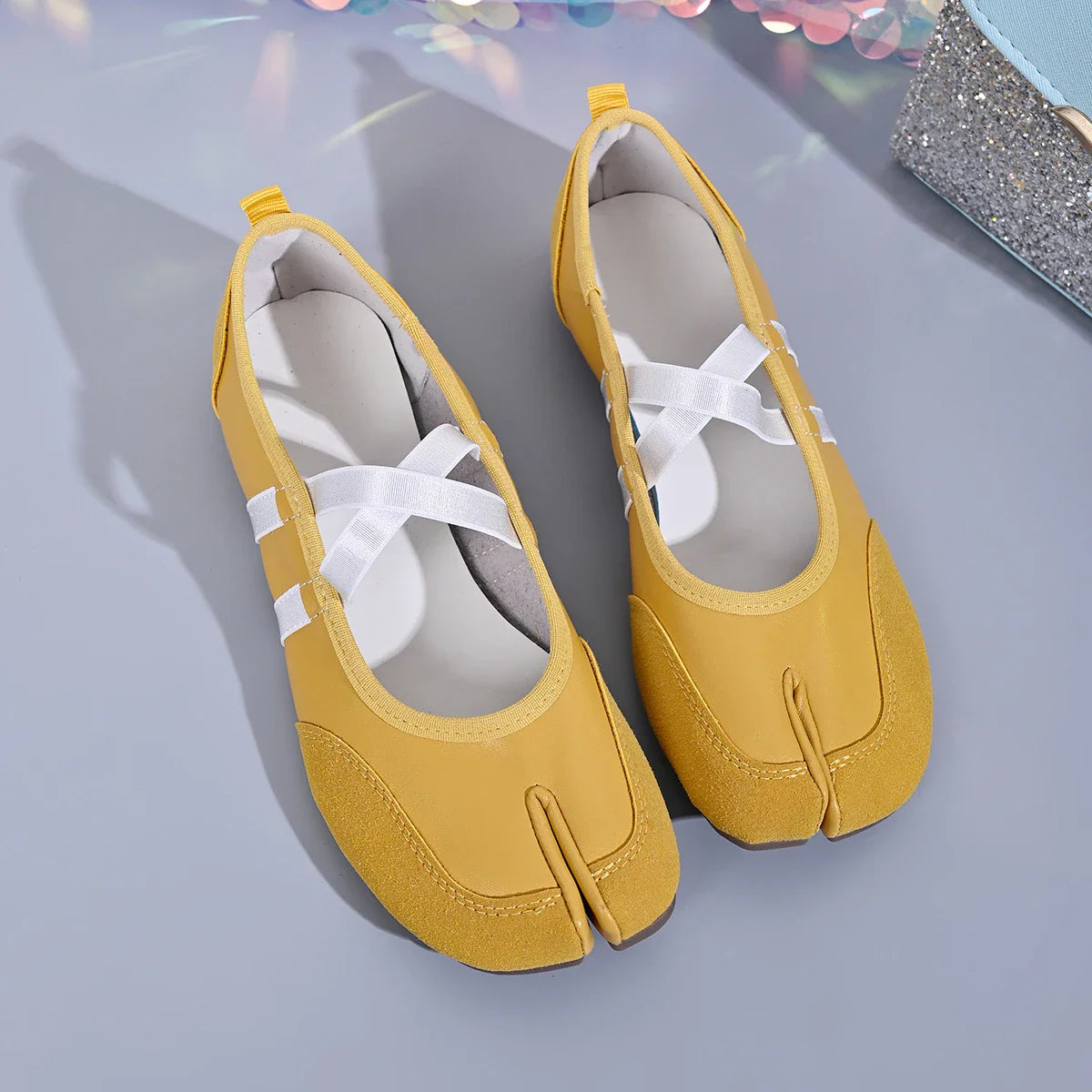 Black Silver Red Ballet Flats Trainers Split Toe Ballerina Tabi Walking Sneakers Mary Jane Shoes