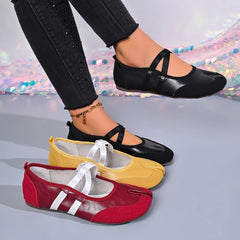 Black Silver Red Ballet Flats Trainers Split Toe Ballerina Tabi Walking Sneakers Mary Jane Shoes