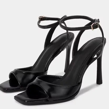 Black String Bead Decoration Pumps Pointed Toe Slingbacks High Heel