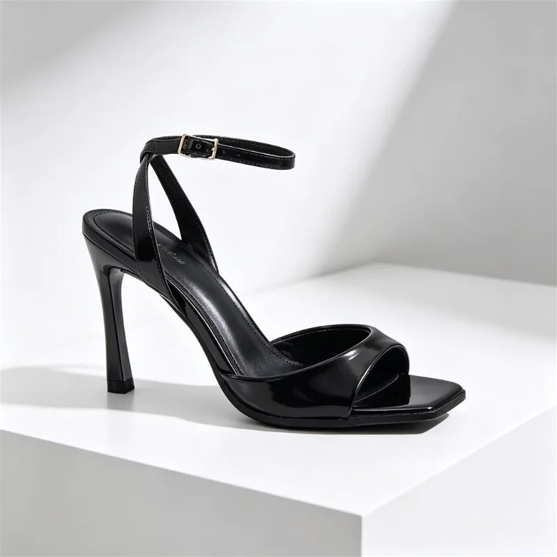 Black String Bead Decoration Pumps Pointed Toe Slingbacks High Heel