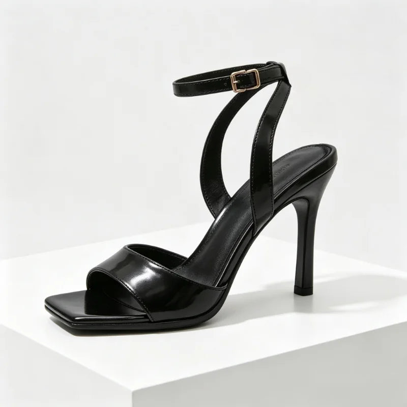 Black String Bead Decoration Pumps Pointed Toe Slingbacks High Heel