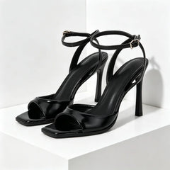 Black String Bead Decoration Pumps Pointed Toe Slingbacks High Heel