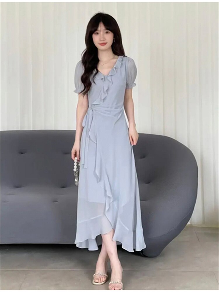 Vintage Evening Party Short Sleeve Robe Vestido Prom Dress