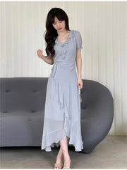Vintage Evening Party Short Sleeve Robe Vestido Prom Dress