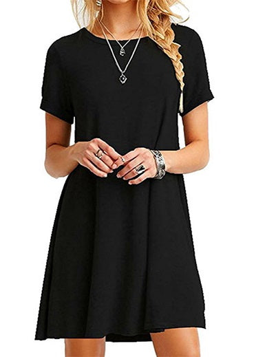 Boat Style Neckline Short Sleeve Dress