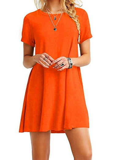 Boat Style Neckline Short Sleeve Dress