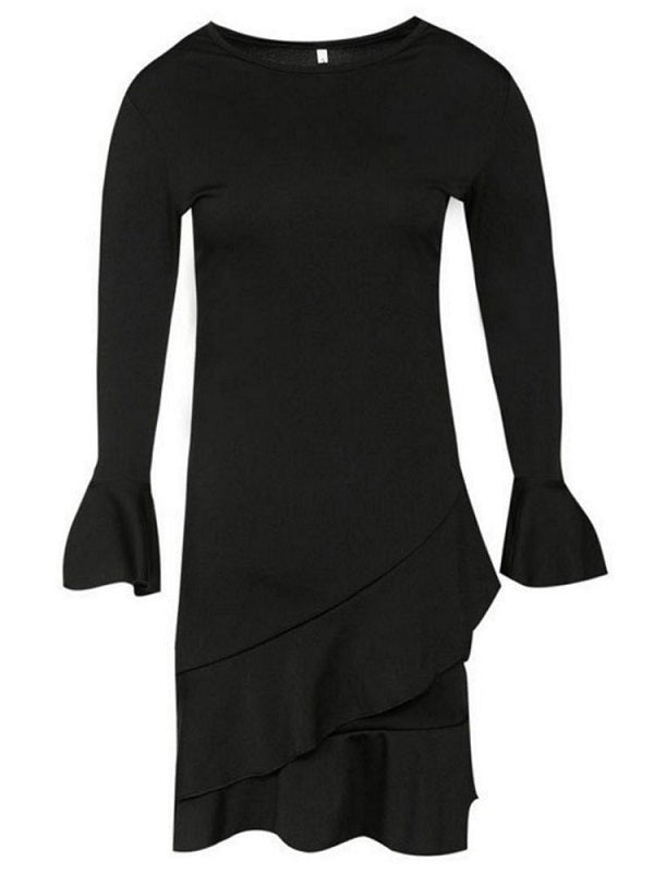Bodycon Dress Flared Sleeve Ruffles Mini Dress