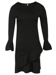 Bodycon Dress Flared Sleeve Ruffles Mini Dress