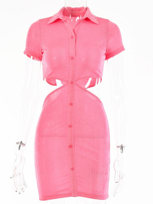 Bodycon Dresses Buttons Casual Irregular Midi Sheath Dress