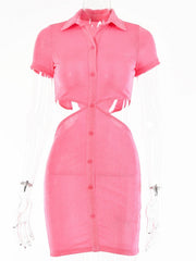 Bodycon Dresses Buttons Casual Irregular Midi Sheath Dress
