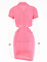 Bodycon Dresses Buttons Casual Irregular Midi Sheath Dress