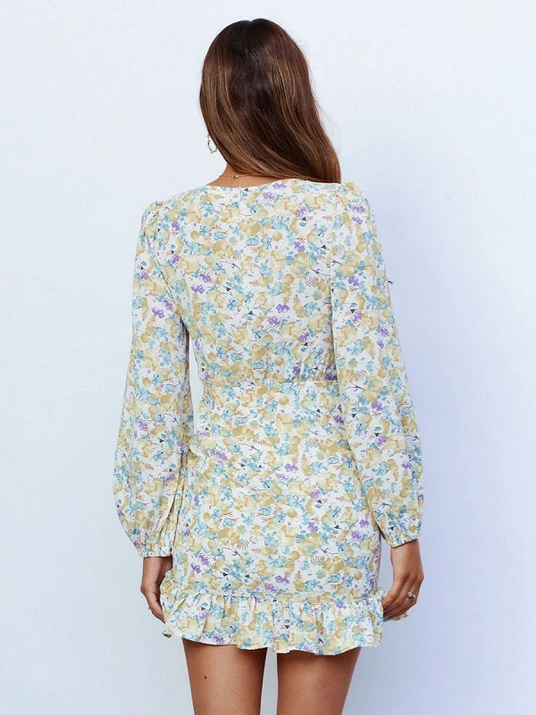 Bodycon Dresses Floral Printed Casual Long Sleeves Pencil Dress