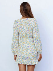 Bodycon Dresses Floral Printed Casual Long Sleeves Pencil Dress