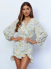 Bodycon Dresses Floral Printed Casual Long Sleeves Pencil Dress