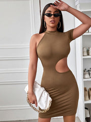 Bodycon Dresses Jewel Neck Asymmetrical Casual Pencil Dress