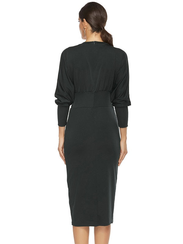 Bodycon Dresses Jewel Neck Knotted Midi Dress Sheath Dress
